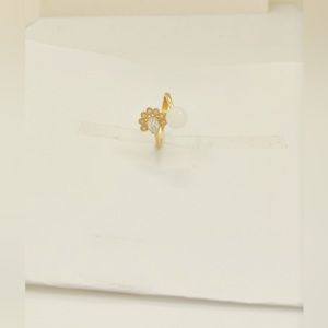 Bifurcated round embellished pearl artificial diamond 18K8 size